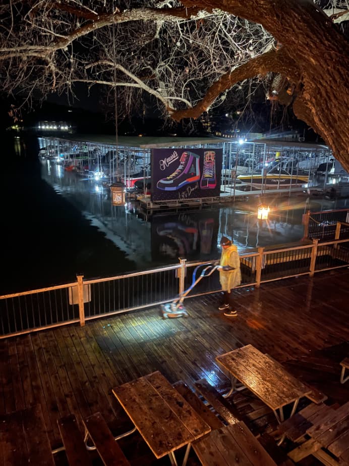 Mozart's Coffee Parking Lot Cleaning, Deck Cleaning, and Window Cleaning in Austin, TX